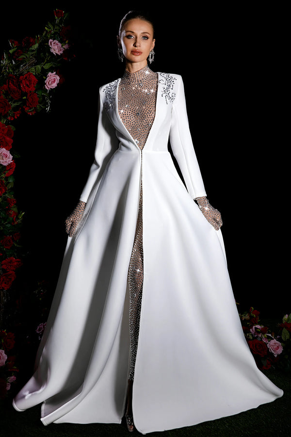 Hailee Crystal Pleat Coat Dress