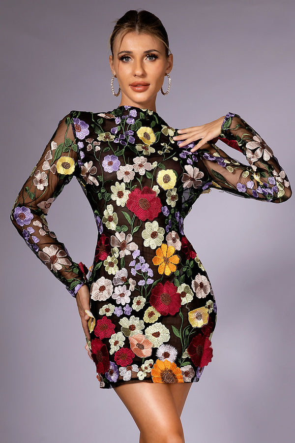 Adele 3D Floral Mesh Dress