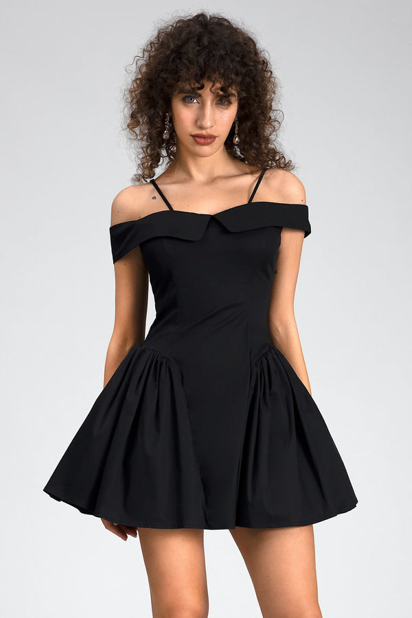 Vassia Off Shoulder Mini Dress In Black