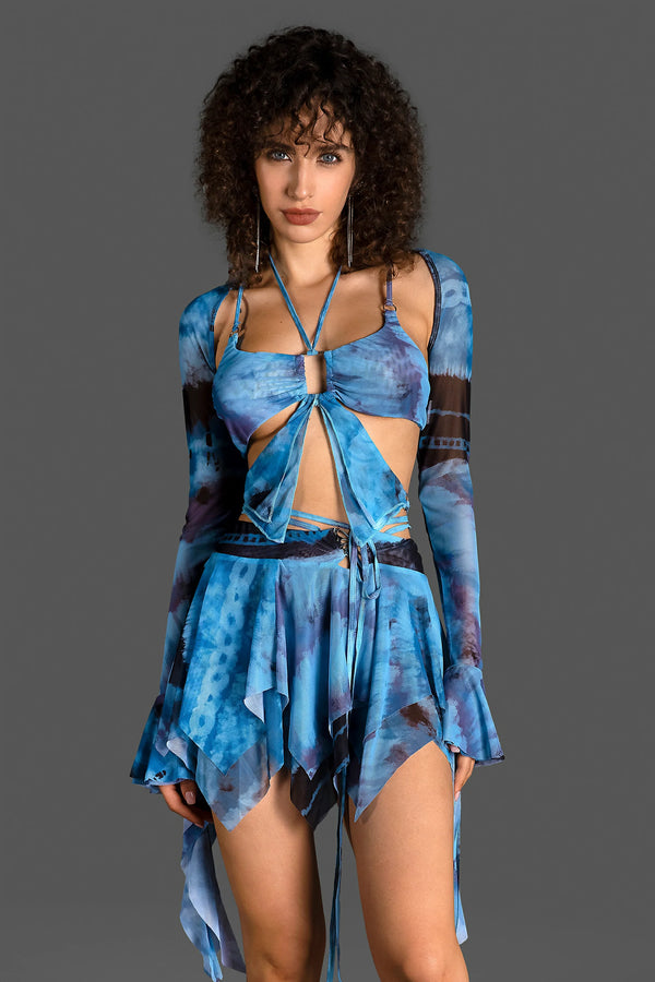 Tana Butterfly Embellished 3 Piece Dress Set In Blue