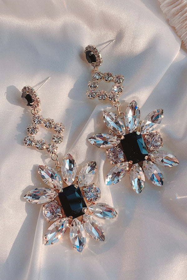 Aliyah Black Gemstone Crystal Earrings