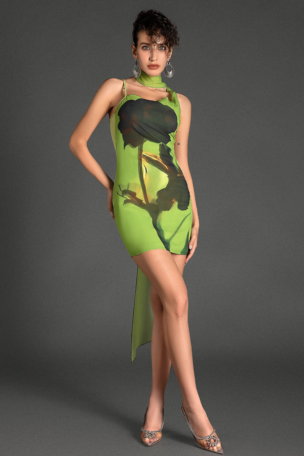 Anastili Halter Print Mini Dress