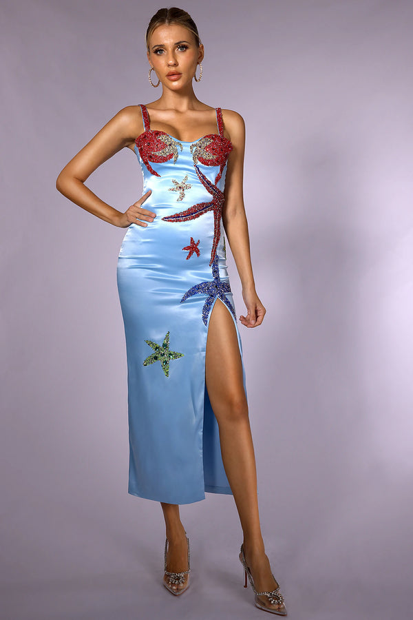 Cleo Spaghetti Strap Starfish Slit Dress