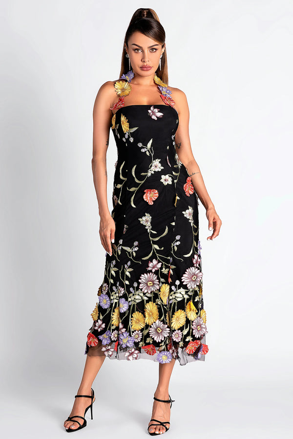 Seth Halter Embroider Floral Dress