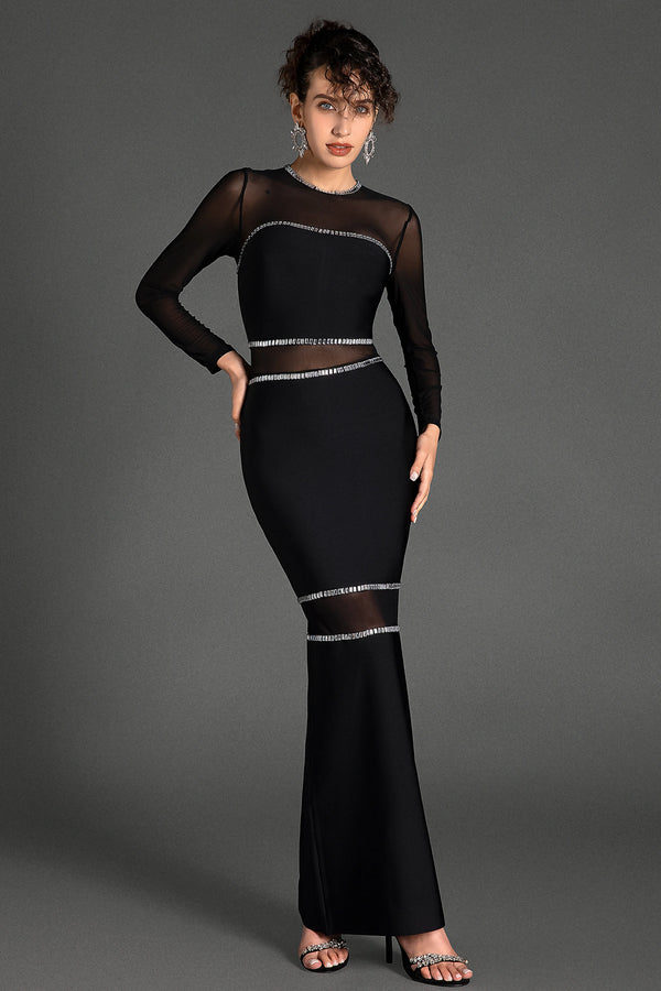 Theano Long Sleeve Mesh Bandage Dress