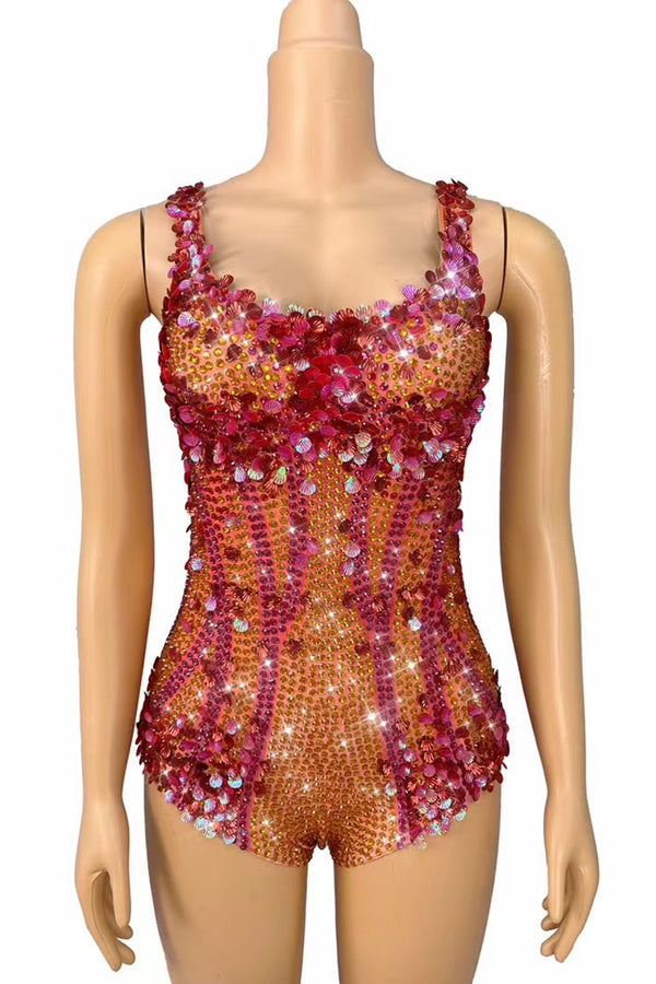 Pre-Sale Stamides Seashell and Rhinestone Concert Bodysuit