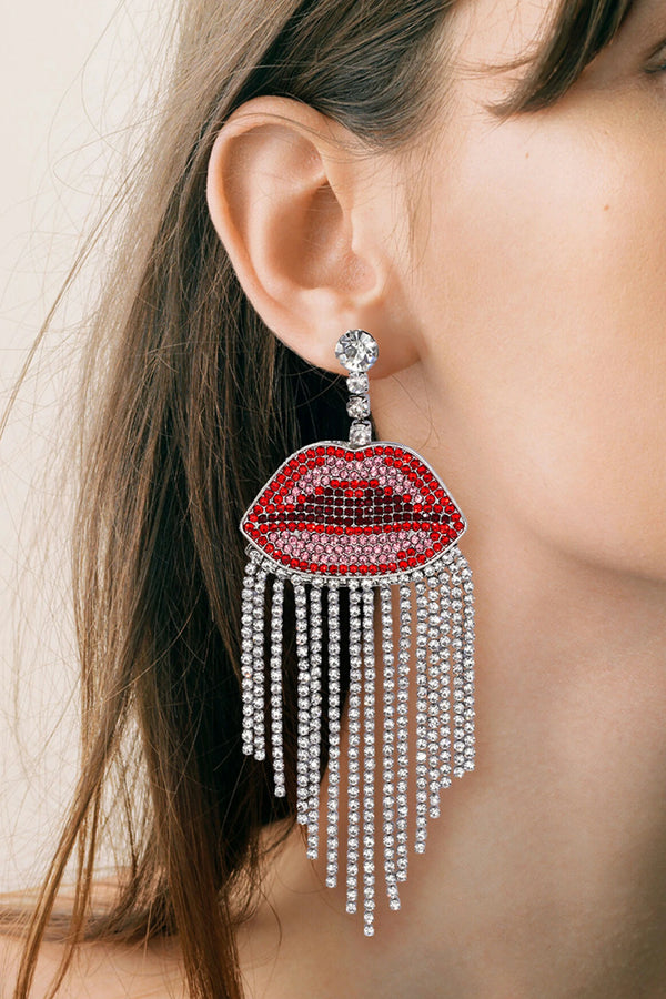 Annalyssia Lips Fringe Diamond Earrings